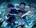 Megumi and Toji Fushiguro - Jujutsu Kaisen - Holographic Vinyl Anime Wall Art - Prints By Puff