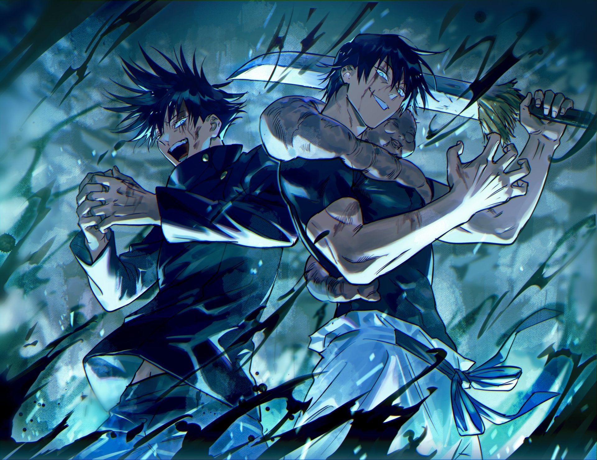Megumi and Toji Fushiguro - Jujutsu Kaisen - Holographic Vinyl Anime Wall Art - Prints By Puff