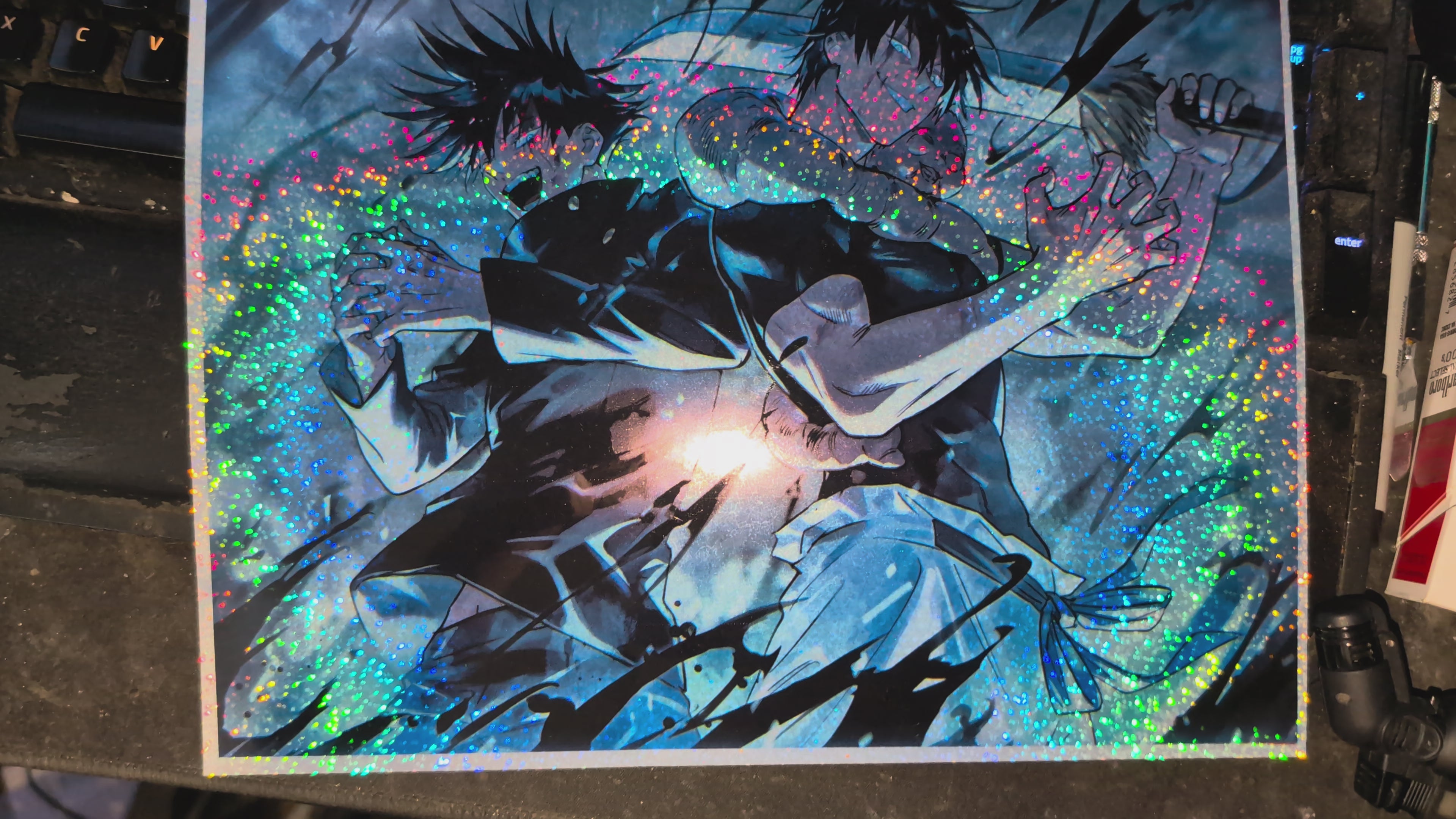 Megumi and Toji Fushiguro - Jujutsu Kaisen - Holographic Vinyl Anime Wall Art