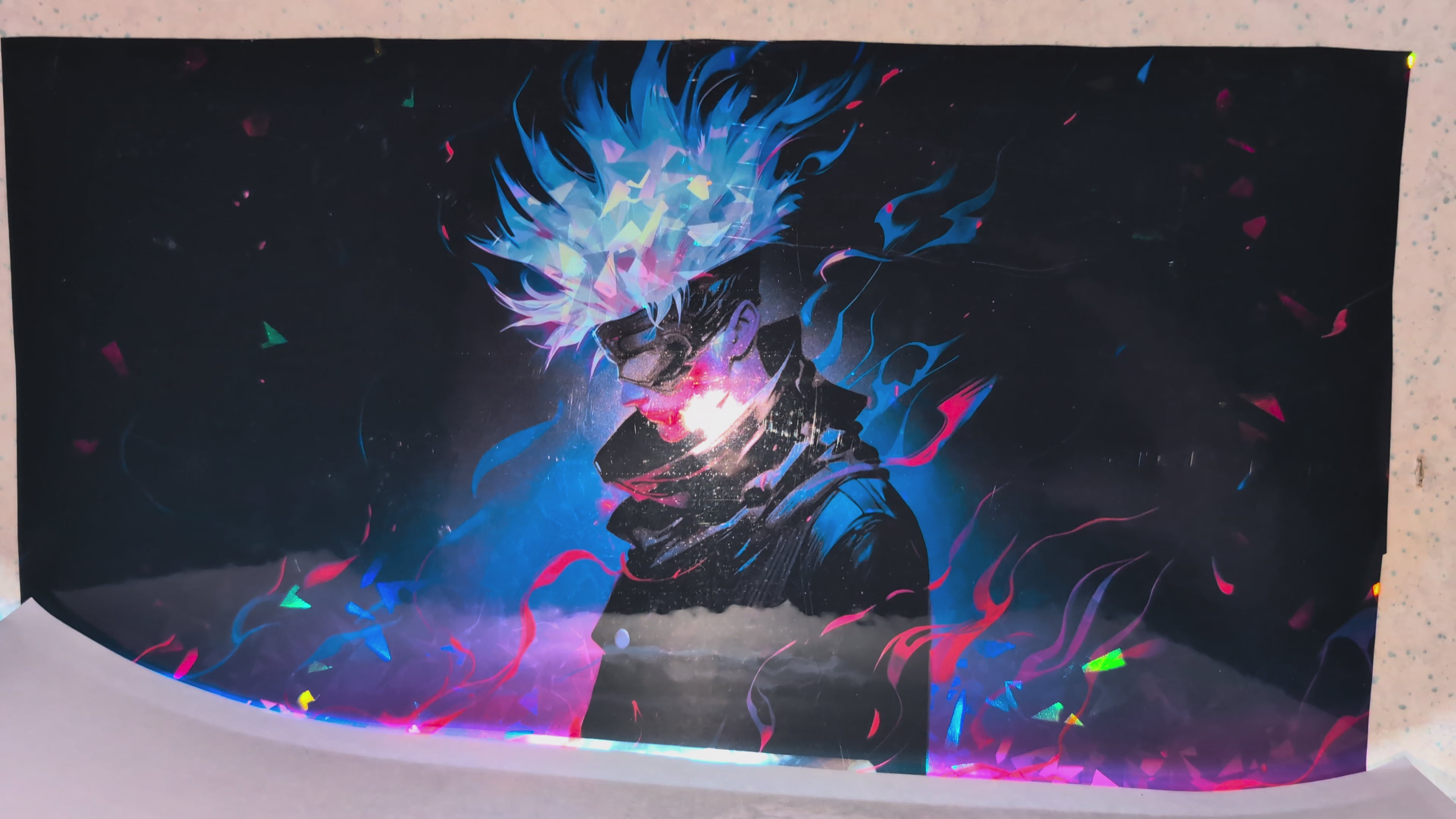 Gojo Satoru Jujutsu Kaisen Holographic Vinyl Print Anime Wall Art
